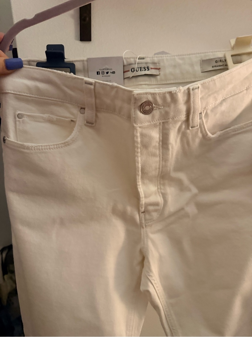 GUESS Women’s Straight Leg Jeans in Off-White